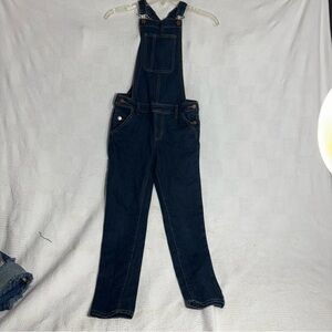 Crazy 8 sleeveless bib, overalls, kids size 10 dark denim tapered leg‎